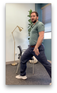 Warrior pose for hip extension